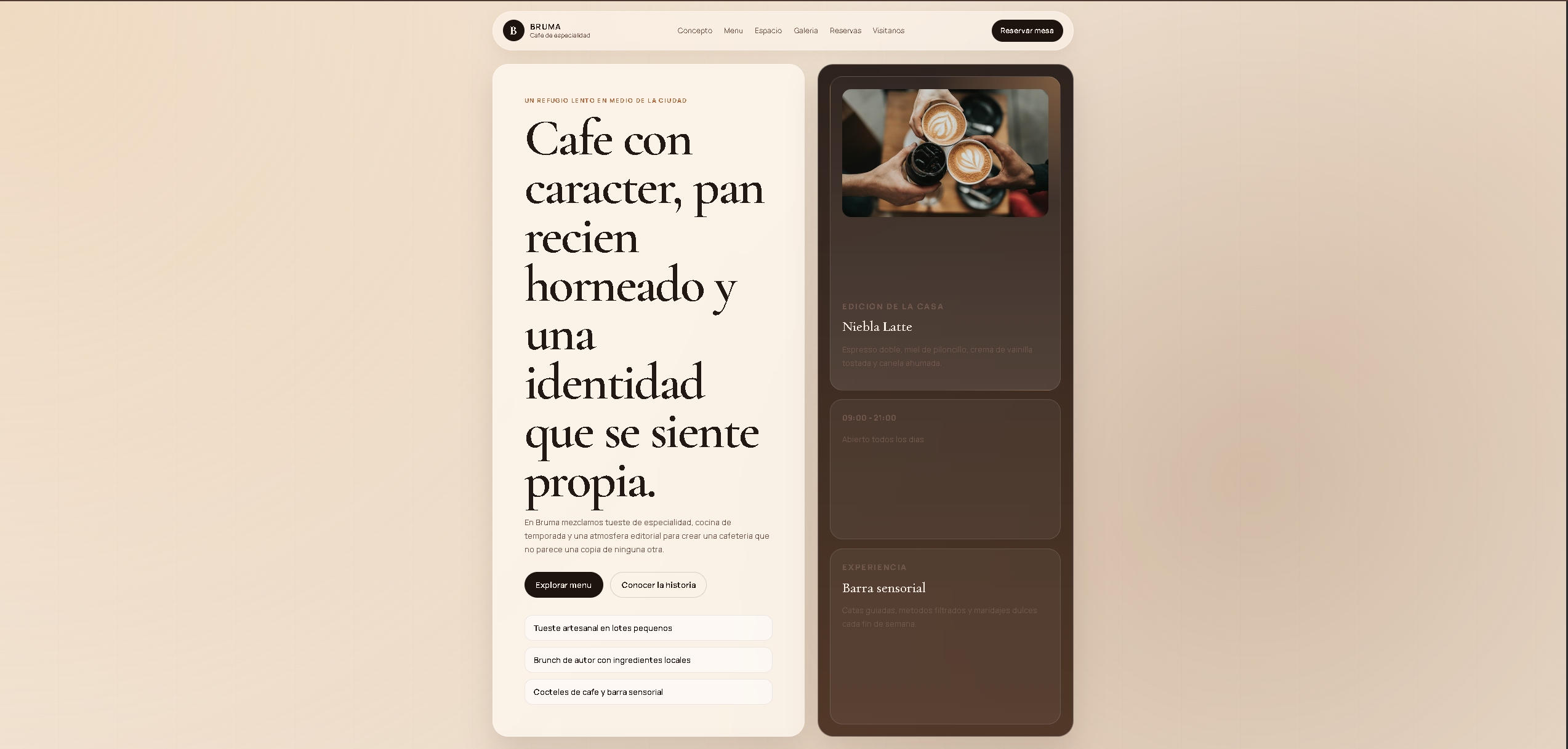 Vista previa del proyecto Web Cafeteria